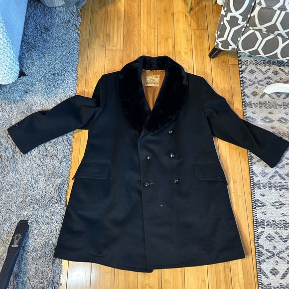 VTG Companion Wool Outercoat w/faux fur collar and faux & lining. Men’s XL Blk - Picture 13 of 14